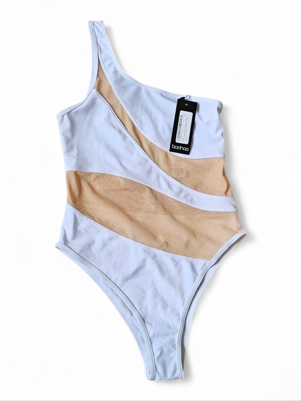 Boohoo One Shoulder Colorblock Swimsuit NWT